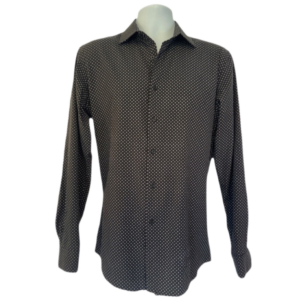Jones New York Slim Fit Black - Lilac Geometric Dress Shirt Men’s Size M 15-15.5